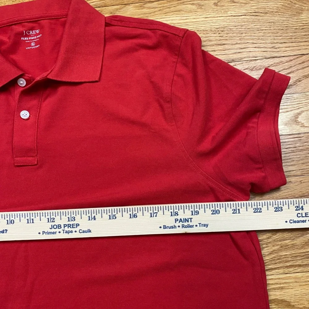 J Crew Flex Pique Polo Mens XL Red‎ Untucked Fit Short Sleeve Preppy Classic